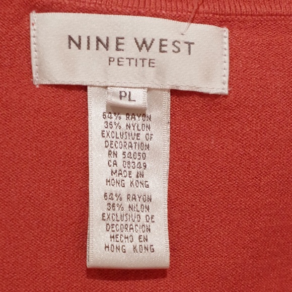 Nine West Coral Beaded/Bejeweled V Neck Cardigan - Sz. Lrg P - Picture 5 of 5